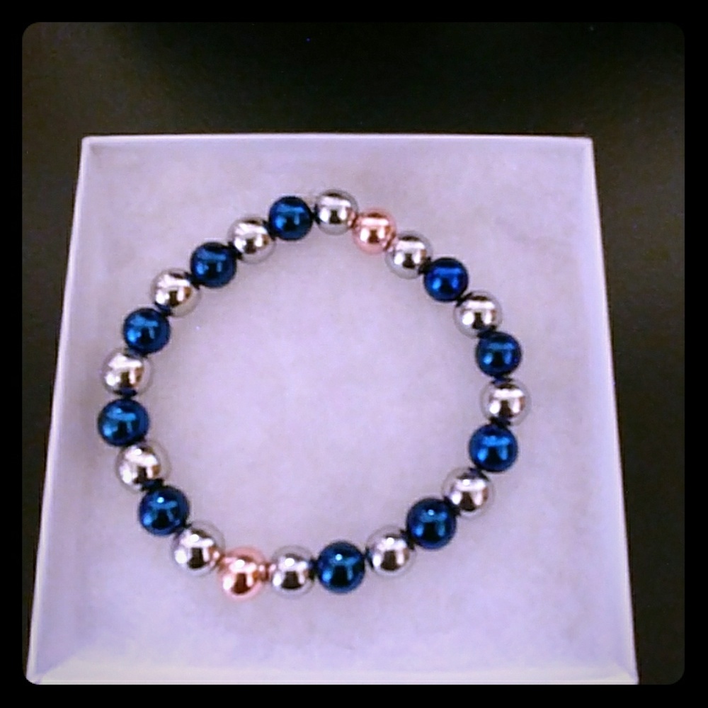 🔥CLEARANCE! Blue & Rose Hematite Stone Bracelet
